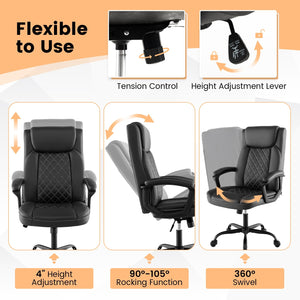 High Back Ergonomic Executive Chair with Thick Headrest Cushion-Black view 9