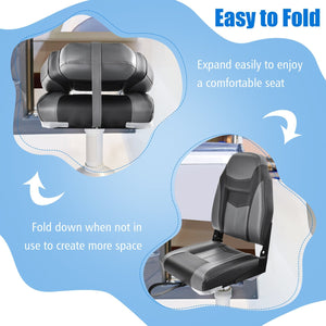 High Back Folding Boat Seats with Sponge Cushion and Flexible Hinges-1 Piece view 8