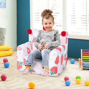 High-density Padding Kids Sofa with Armrest and Extra Pilow-Pink view 2