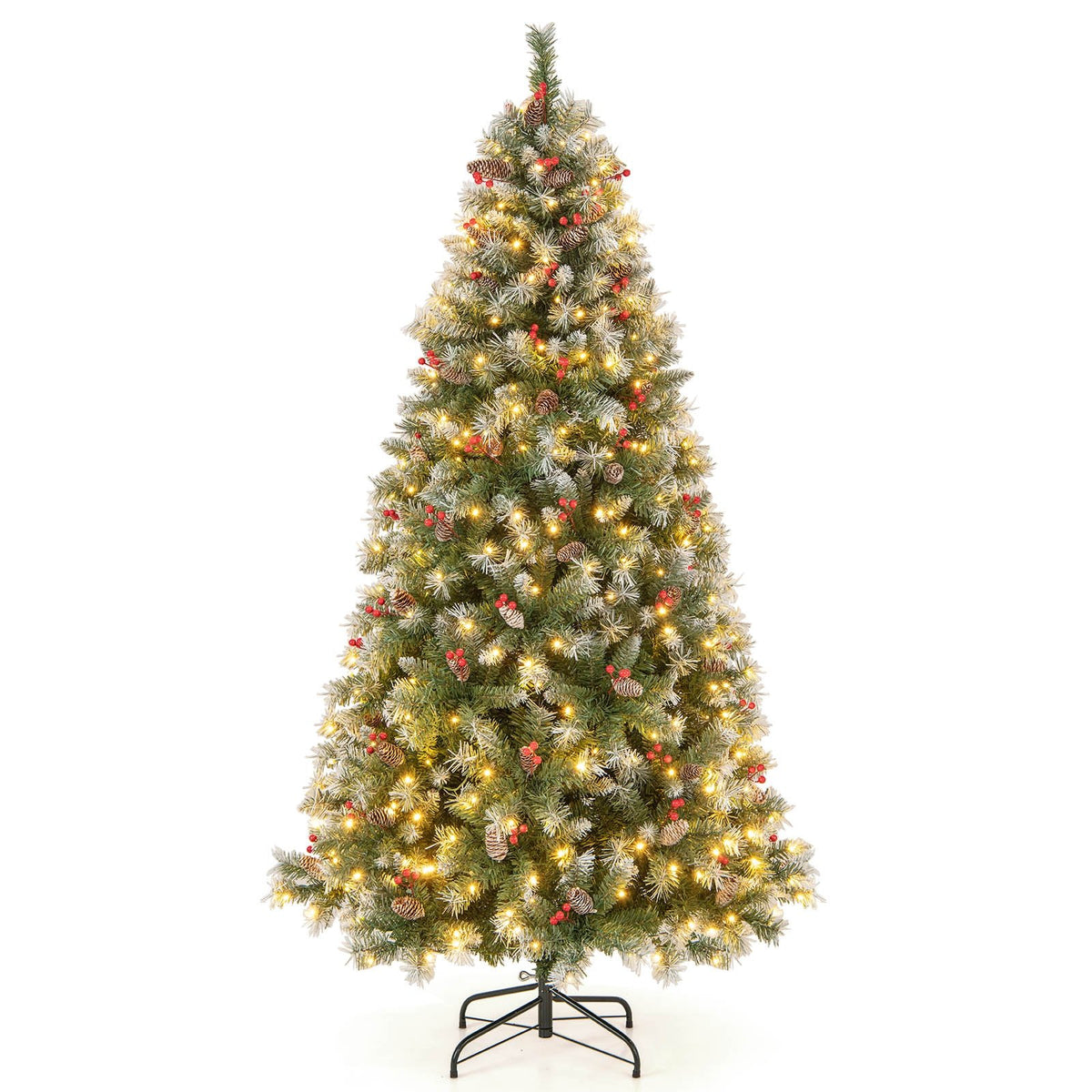 Hinged Christmas Tree with PVC Branch Tips and Warm White LED Lights-7.5 ft view 4
