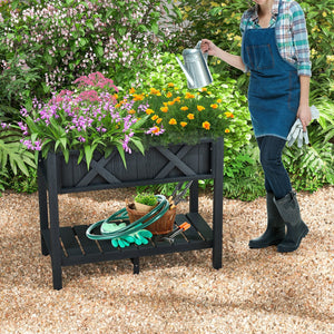 HIPS Raised Garden Bed Poly Wood Elevated Planter Box-Black view 3