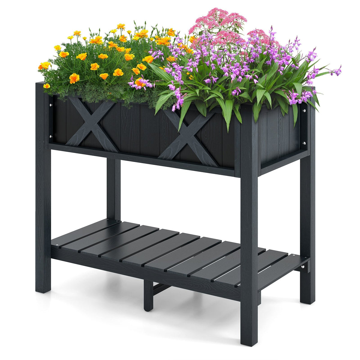 HIPS Raised Garden Bed Poly Wood Elevated Planter Box-Black view 4