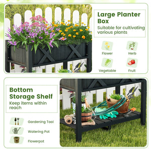 HIPS Raised Garden Bed Poly Wood Elevated Planter Box-Black view 7