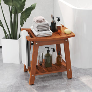 HIPS Shower Bench Seat with Handle Shower Head-Brown view 2