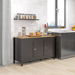 Sideboard, Buffet Cabinet with Doors and Adjustable Shelves for Living Room, Entryway, Black and Natural