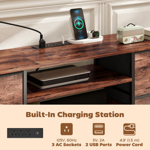 TV Stand for TVs up to 65 Inch, Industrial TV Console with Charging Station, 5 Drawers and Open Shelves – view 10