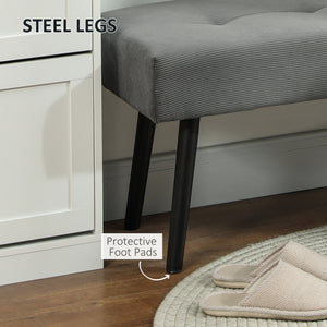 39" Upholstered Ottoman Bench, Corduroy Entryway Bedroom Bench with Padded Seat and Steel Legs for Bedroom – view 18