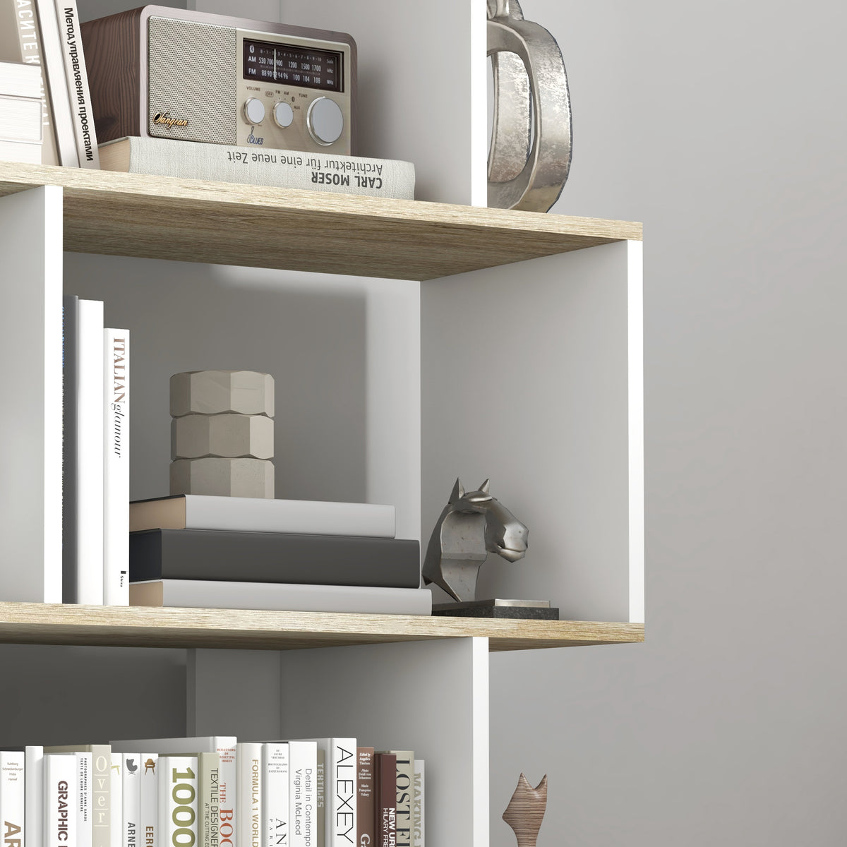 5-Tier Bookshelf, Geometric S Shaped Bookcase, Tall Narrow Display Shelf for for Living Room, Study Room – view 6