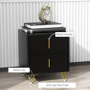 Bedside Table, Modern Nightstand with 2 Drawers, Side End Table with Metal Legs for Living Room, Bedroom – view 12