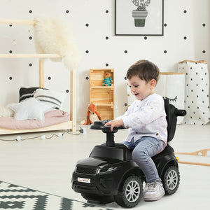 3 in 1 Ride on Push Car Toddler Stroller Sliding Car with Music-Black view 2