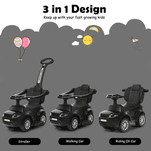 3 in 1 Ride on Push Car Toddler Stroller Sliding Car with Music-Black view 7