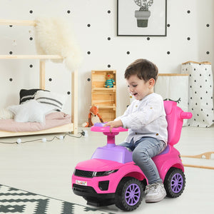 3 in 1 Ride on Push Car Toddler Stroller Sliding Car with Music-Pink view 2