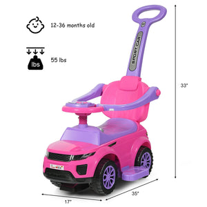 3 in 1 Ride on Push Car Toddler Stroller Sliding Car with Music-Pink view 5