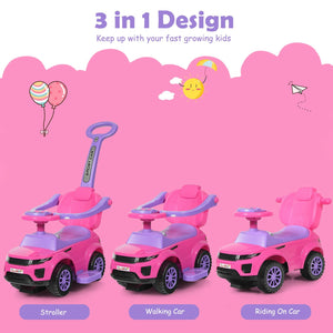 3 in 1 Ride on Push Car Toddler Stroller Sliding Car with Music-Pink view 7