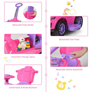 3 in 1 Ride on Push Car Toddler Stroller Sliding Car with Music-Pink view 9