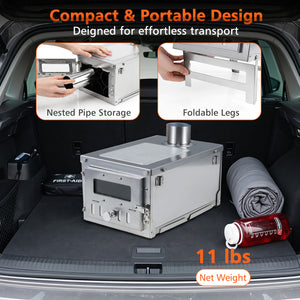 Hot Tent Stove Portable Wood Burning Stove with 7 Chimney Pipes and Spark Arrestor-Silver view 7