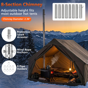 Hot Tent Stove with Ash Tray 8.4 ft Wood Burning Stove with 8 Chimney Pipes and Spark Arrestor-Black view 9