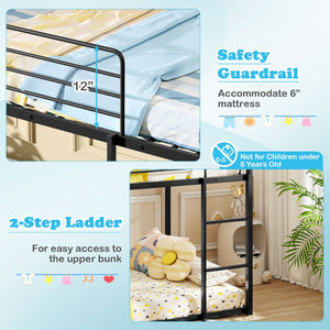 House-shaped Metal Twin Over Twin Low Bunk Bed-Black view 8