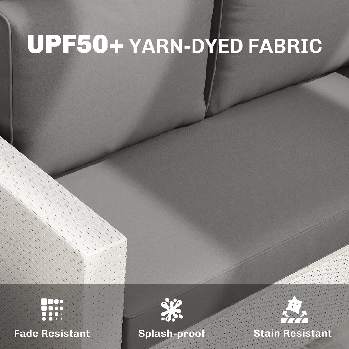 Outdoor Seat Cushions with Backrest, Loveseat Double Sofa Outdoor Furniture Cushions, Beige – view 32