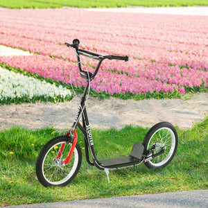 Aosom Kids Kick Scooter for 5+ Year Old, Kids Ride on Toy w/ 16'' Inflatable Wheel Dual Brakes