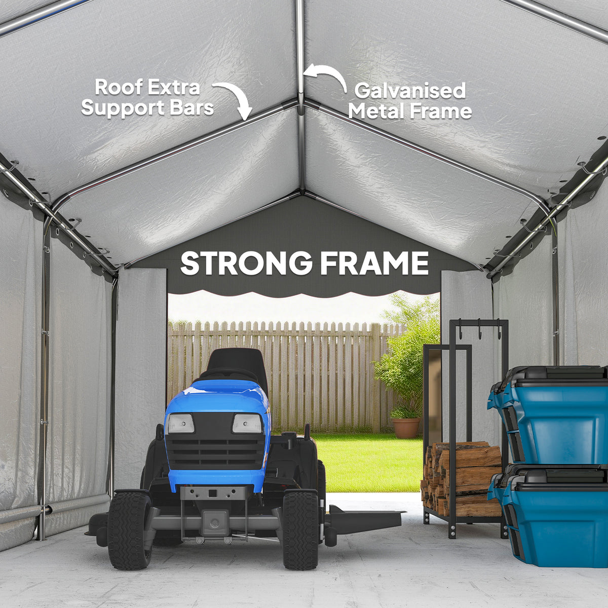 20' x 10' Portable Shed, Outdoor Storage Shed Tent with Roll-up Zipper Door and Removable Sidewalls – view 4