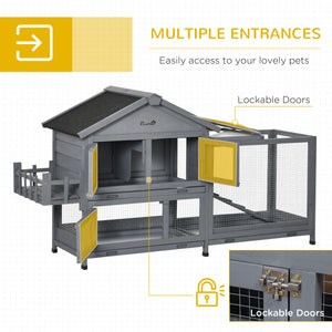 65" Wooden Rabbit Hutch, Pet Playpen with Openable Roof, Storage Box, for Rabbits and Small Animals – view 4