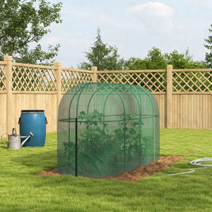 9.8' x 3.3' Plant Protector Tent, Crop Cage with Zipped Door and Ground Stakes for Garden, Yard, Lawn