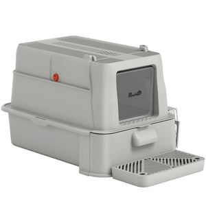 80L XL Stainless Steel Cat Litter Box for Big Cats with Flip Cover, Pull-Out Drawer Tray, High Sided – view 8