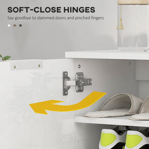 Shoe Cabinet, Shoe Storage Cabinet with Soft-Close Hinges and Adjustable Shelves, Holds 15-20 Pairs, High Gloss White