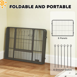 Heavy Duty Dog Playpen with Door for Small Dogs, 6 Panels, 23.5"H