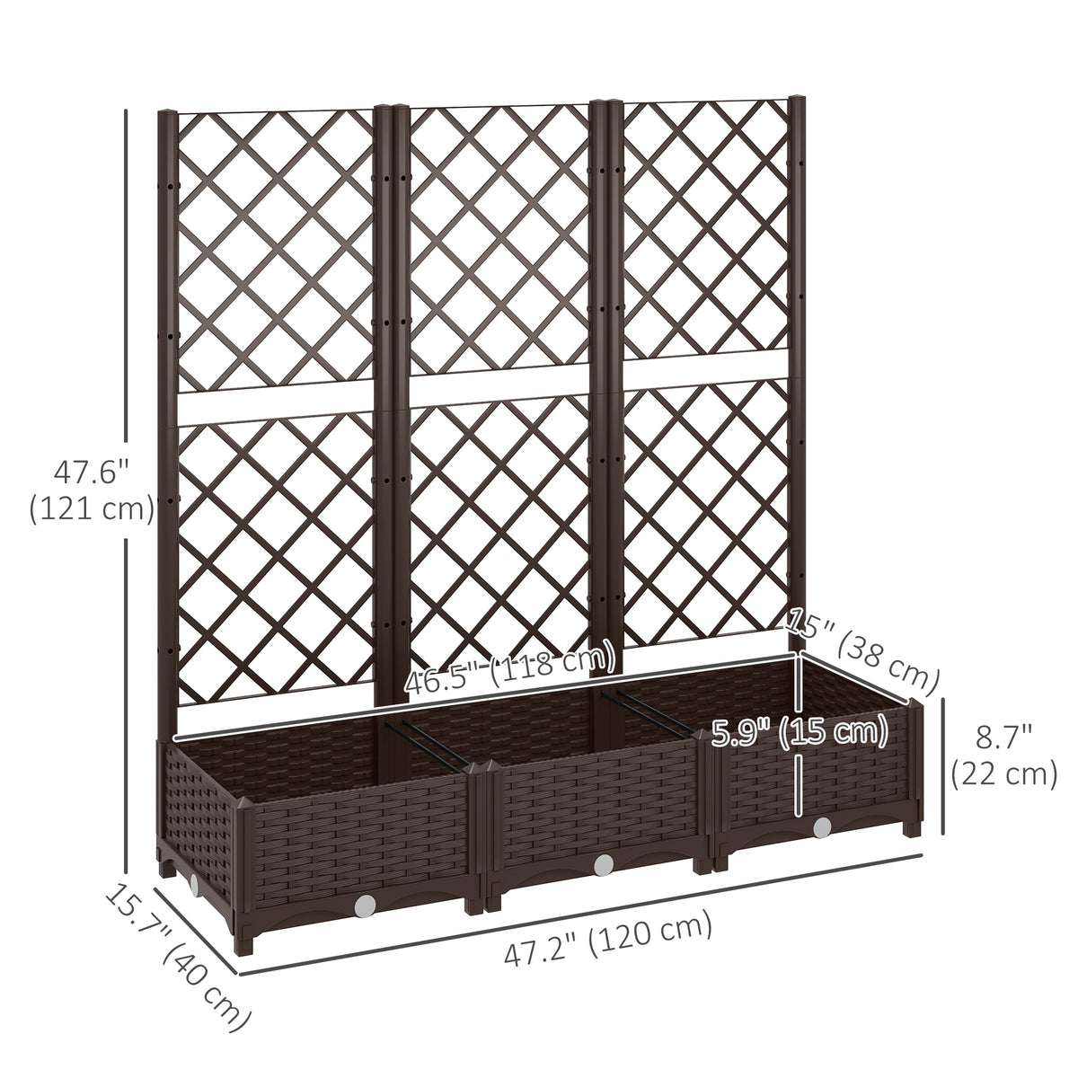 Raised Garden Bed with Trellis, Plastic Raised Flower Bed with Drainage Holes and Drain Plugs – view 16