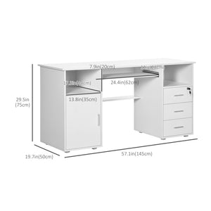 57" Computer Desk with Drawers, Home Office Desk with Keyboard Tray, Open Shelves and Lockable Drawer – view 9
