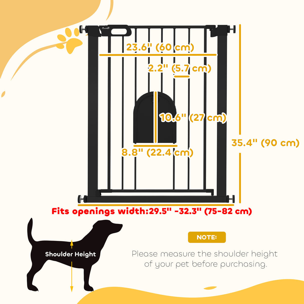 30"-52" Extra Wide Pet Gate Barrier with Small Door, 30"H Dog Gate with Safety Gate Barrier – view 17