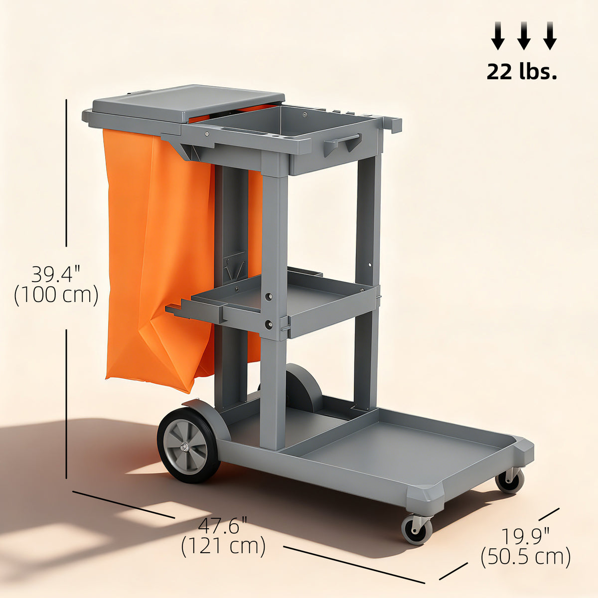 Commercial Janitorial Cart with 3 Tier Shelves, Professional Cleaning Cart with Rubbish Bag with Lid and – view 16