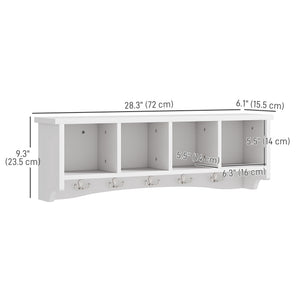 Coat Rack Wall Mount with Shelf, 28" Wall Coat Rack with 5 Hooks and 4 Compartments for Living Room – view 9