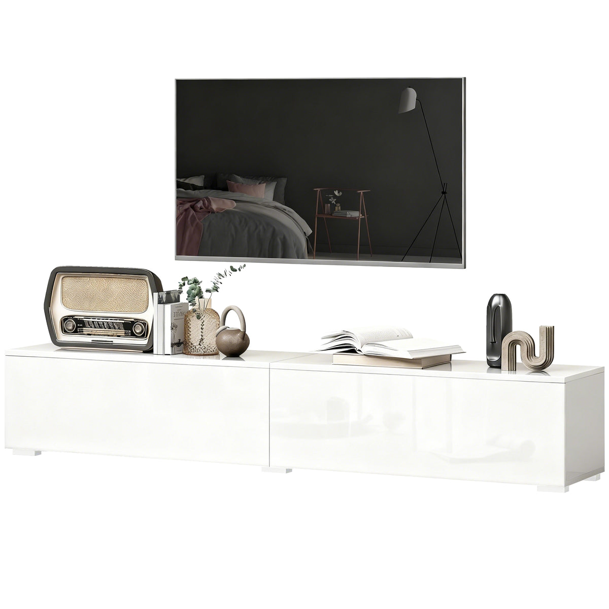 Floating TV Stand for TVs up to 75 Inch, 70.9" TV Cabinet, Entertainment Center with 2 Flip Doors – view 8