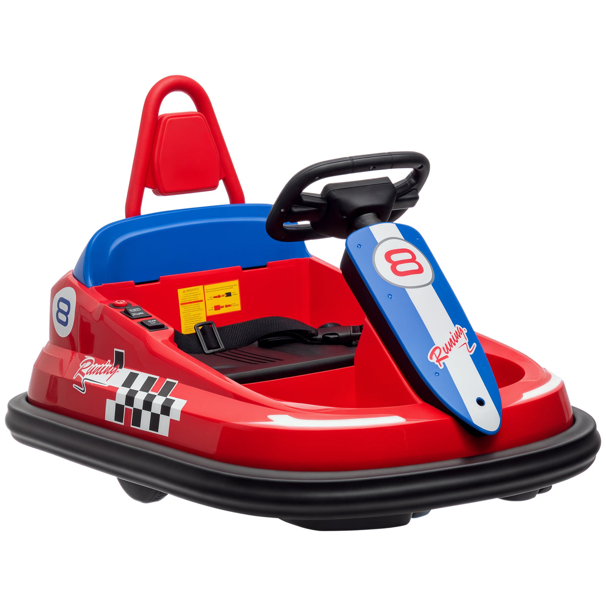 Aosom Kids Bumper Car, 6V 360° Rotation Electric Ride on Car, Twin Motors Battery Powered Toy with Music, Horn and Lights, Safety Belt, for Boys and Girls Aged 18-48 Months -