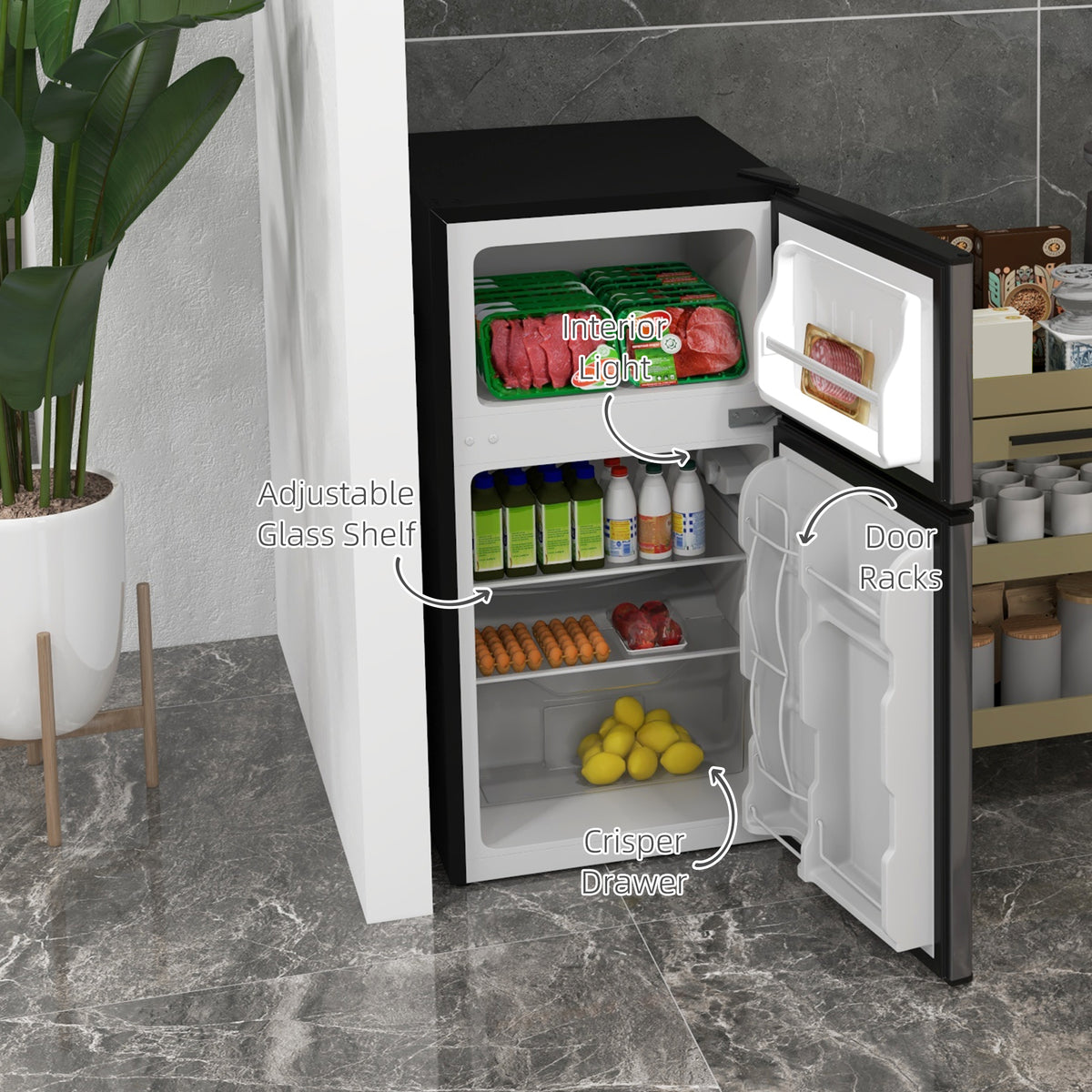3.2 Cu Ft Compact Refrigerator, Mini Fridge with Freezer – view 18