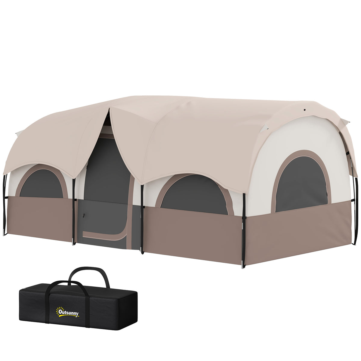 4 Person Camping Tent, 3 Room Cabin Tent, 3000mm Waterproof and UPF30+ with Sewn in Groundsheet and Carry – view 8