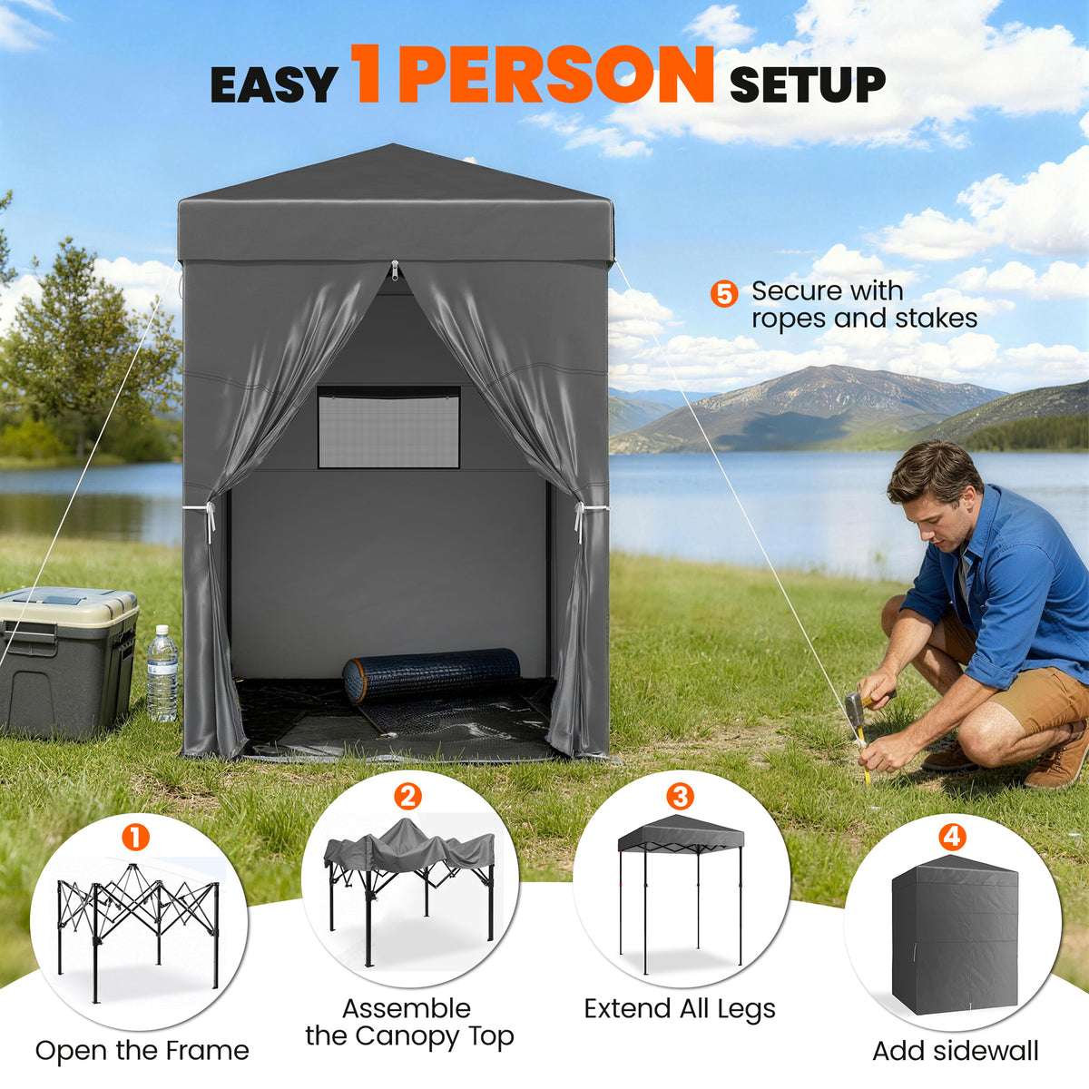 4 x 4 ft Compact Pop Up Canopy Tent, UPF 50+ Changing Room – view 25