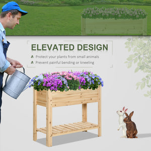 Raised Garden Bed with Legs, Elevated Box Planter with Storage Shelf, Bed Liner for Backyard Patio, Natural Wood