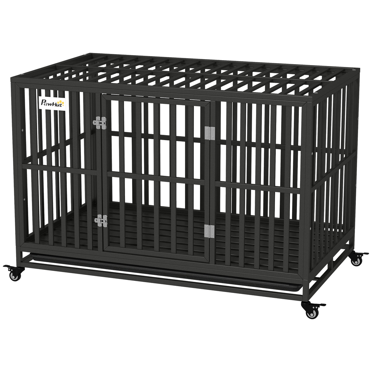 41" Heavy Duty Steel Dog Crate Kennel Pet Cage with Wheels for Convenient Access Anti-Pinching Floor, Black – view 15