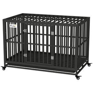 41" Heavy Duty Steel Dog Crate Kennel Pet Cage with Wheels for Convenient Access Anti-Pinching Floor, Black – view 15