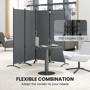 Folding Room Divider, Privacy Screen for Home Office Bedroom, 5.6FT Tall, Dark Grey – view 4
