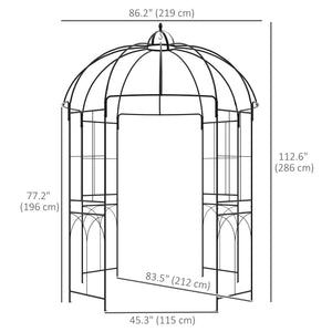 Birdcage Shape Arbour, Metal Garden Arbour Pergola Pavilion for Climbing Plants, Lights, French Style Arch Trellis