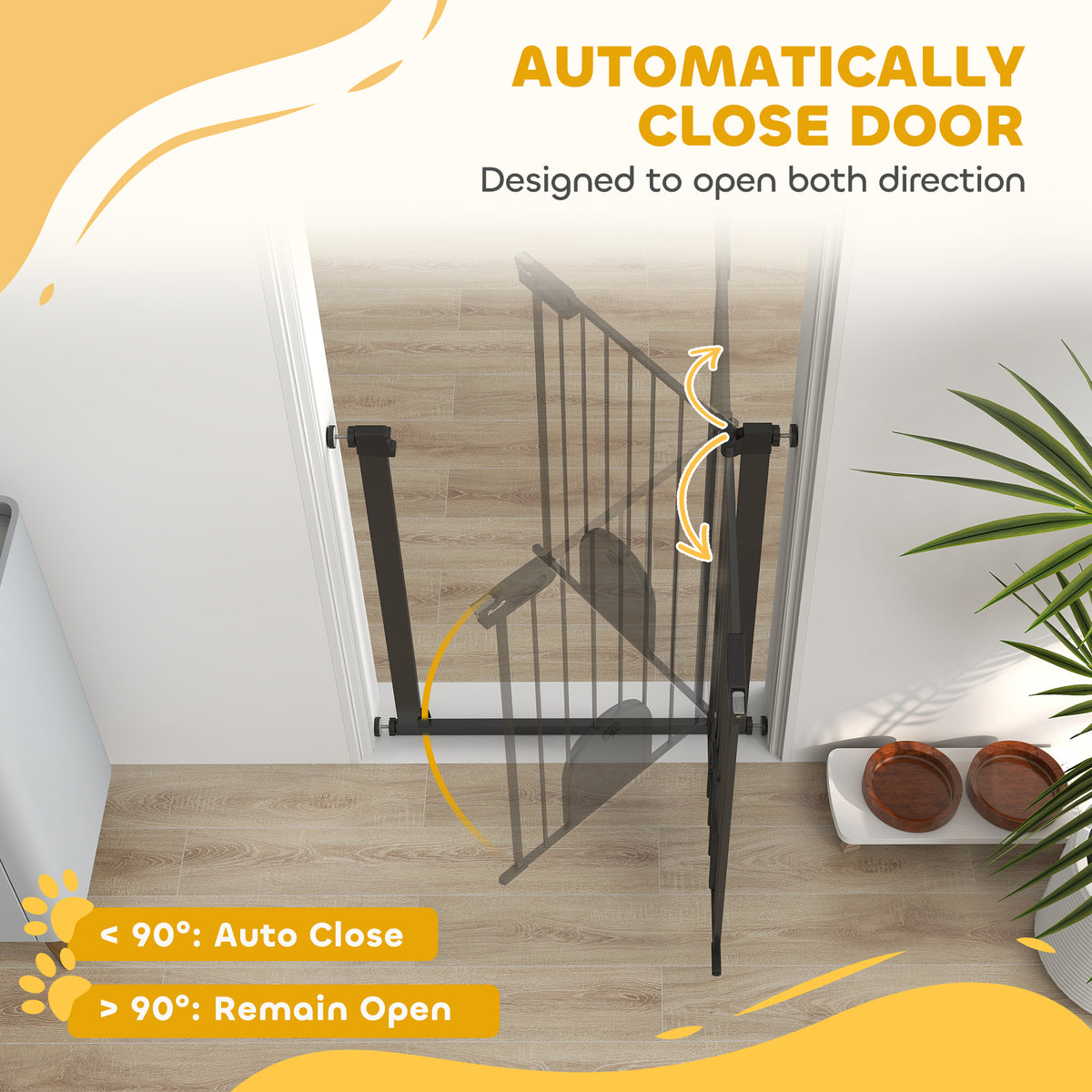 30"-52" Extra Wide Pet Gate Barrier with Small Door, 30"H Dog Gate with Safety Gate Barrier – view 19