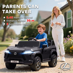 Qaba 12V Ride On Car, Licensed Lexus GX550, 2-Seater Kids Electric Vehicle with Remote Control and Suspension System, Black
