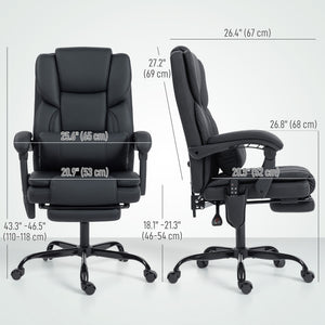 Office Chair with Massage, Pet-Friendly Faux Leather Reclining Desk Chair with Lumbar Support, Footrest – view 2