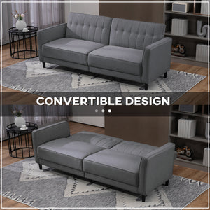 Convertible Bed with Couch, Button Tufted Fabric Sofa Bed with Adjustable Back for Living Room – view 3