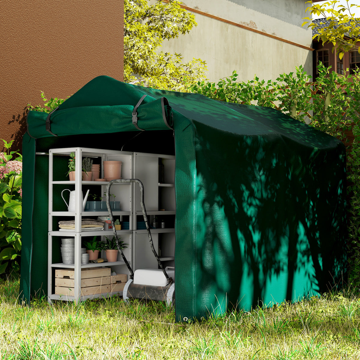 Outdoor Storage Shed, UV Resistant Bike Tent with Roll-up Zipper Door, Portable Shed for Bike, Motorcycle – view 20